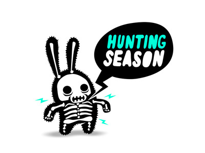 Hunting Season Logo Series black white design kawaii logo rabbit trophy