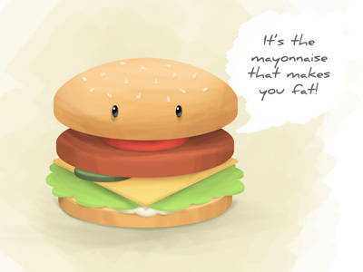 Mayonnaise burger character creature fat food illustration mayonnaise