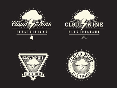 Cloud Nine Electricians Logos fantasy logo old vintage