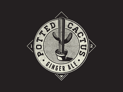 Potted Cactus Ginger Ale Fantasy Logo food ginger ale label logo vintage