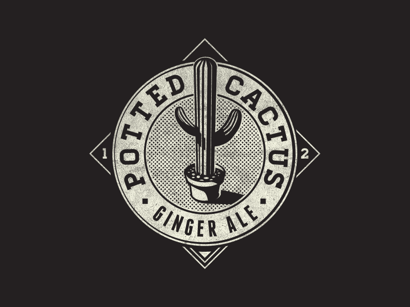 Potted Cactus Ginger Ale Fantasy Logo logo label food vintage ginger ale