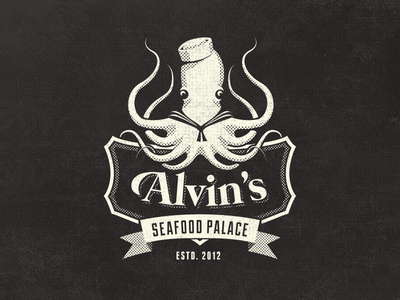Alvin's Seafood Palace - Vintage Fantasy Logo Design
