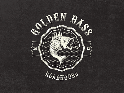 Golden Bass Roadhouse - Fantasy Vintage Logo bass logo pub roadhouse vintage
