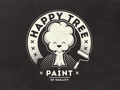 Happy Tree Paint Vintage Fantasy Logo batch happy logo old paint tree vintage