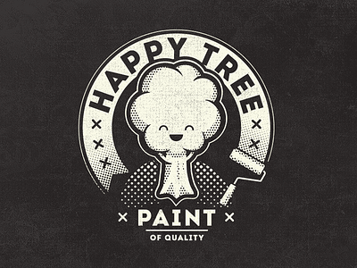 Happy Tree Paint Vintage Fantasy Logo