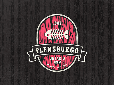 Flensburgo Beer Vintage Fantasy Label badge beer fishbones label logo