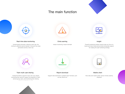 Web Ui- Landing Page-News monitoring app application design design functions icon icon app monitor ui web 插图