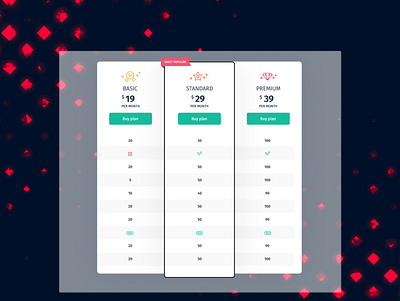 Pricing Table graphic illustration ui vector web webpage