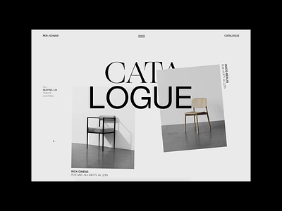 PER-SONA — Catalogue Page No. 1 catalogue chair developer furniture grid hover layout minimal motion scroll transition typography ui uiux ux web webgl website