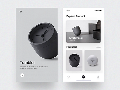Tumbler Product - App app cards concept design ios layout minimal mobile ui user interface ux