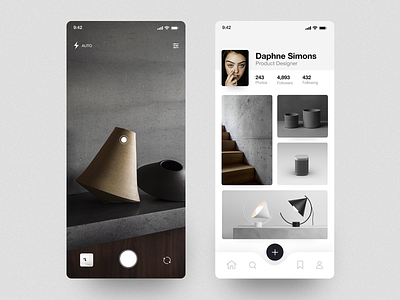 Photo Sharing App app cards clean concept interface ios layout minimal mobile photo photography ui ux