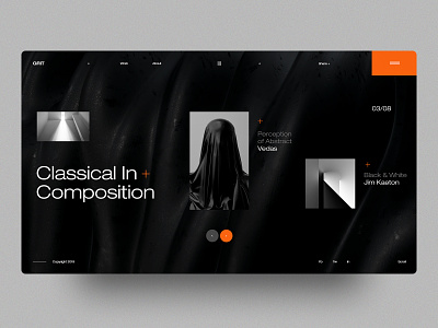 GRIT abstract art black and white concept interface landing layout ui ux web