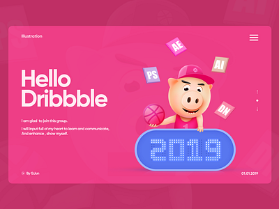 Hello dribbble design illustration