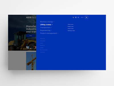 AXIS Tech - Menu burger menu desktop menu ecommerce interaction interaction design menu minimal modern overlay trendy ui