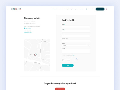 Finolita - Banking platform's contact page