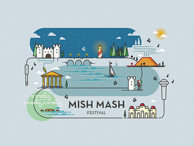 MMF 17 flat illustration graphic design illustration illustrator milazzo music festival sicily