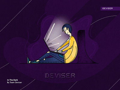 In The Dark dark design deviser illustration laptop light procreate purple sketch