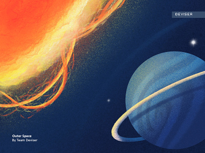 Outer Space dark design deviser illustration lighting planet procreate space sun uranus