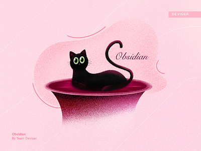 Obsidian black cat cute design deviser french illustration obsidian sketch typography
