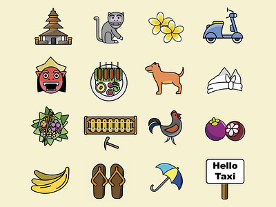 16 Bali Inspired vector Icons