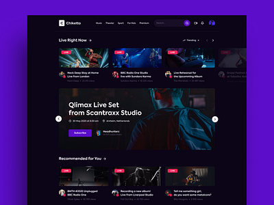 Chiketto - Live Streaming Platform | Dark Concept app apple branding design events music product design ui ux webdesign