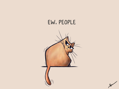 Ew, people cartoon cat character cute drawing grumpy illustration