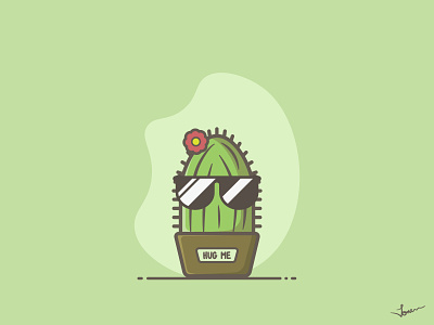 Cactus cactus cartoon cartoon character cute flower hug illustration