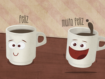 Happy Cup & Really Happy Cup coffee cup illustration