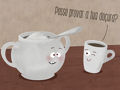 Shy Sugar Bowl & Naughty Coffee cup coffee cup illustration