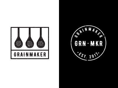 Grainmaker Logo asian logo badge logo circular logo detailed logo grain grains logo spoons