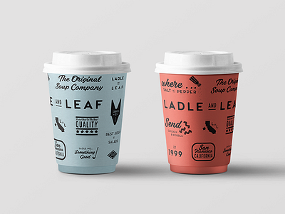 Ladle Leaf Coffee Cup Design 1970s. iconography americana brand branding diner oldschool retro salad soup vintage