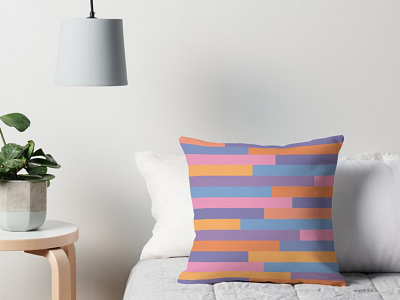 Pillow with colorful rainbow strips abstract art pillow print strips