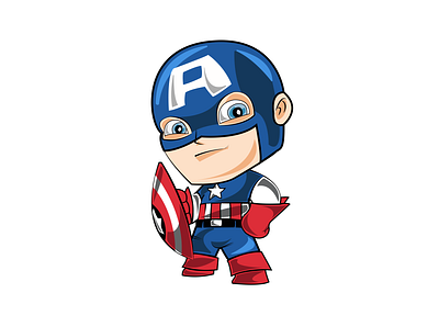 Captain America Chibi Illustration adobe illustrator avengers captain america chibi chris evans design first avenger illustration steve rogers sticker superhero vector