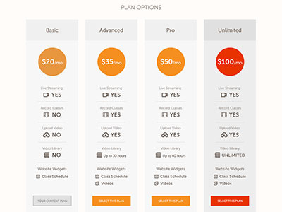 Powhow + Mindbody Price Table online classes price table