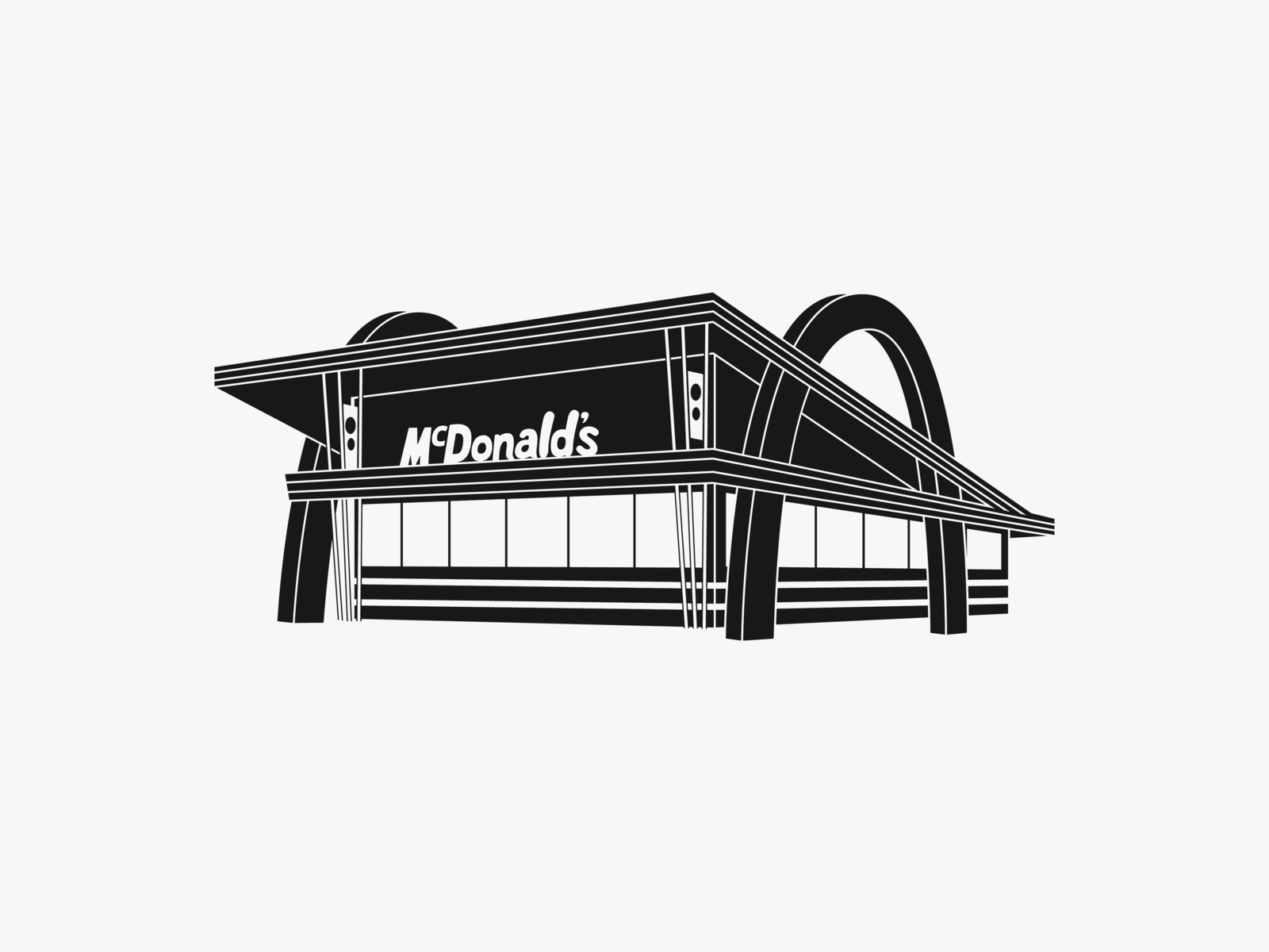 mcdonalds restaurant clipart black and white