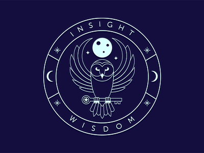 Owl Logo Badge badge blue debut design dribbble lineart logo moon neon owl player shot