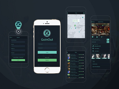 GoinOut - Social Nightlife Network android application chillout clubbing hangout ios mobile app nightlife parties pubs ui ux