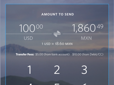 Send Money App - Number Pad currency converter design international remittance keyboard send money ui