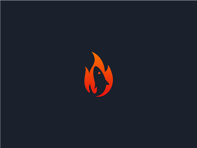 Fire fish bold character food grill illustrator logo logos monogram pictogram simple