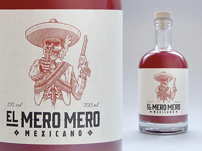 El Mero Mero bottle branding cocktail design illustration label logo mexikaner packaging shot typography