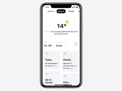 Weather App Concept animation app clean interaction ios mobile principle transition weather
