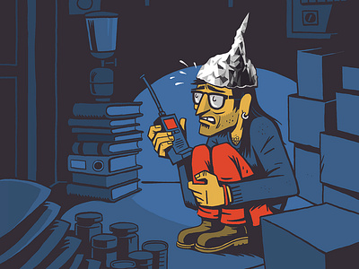 Conspiracy Theory character conspiracy theory elementi magazine illustration tin foil hat