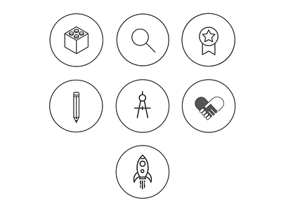 Apprenticeship.io icons adobe illustrator block circle compass flat icon hand heart icon iconography lego logo magnify glass medal pencil rocket sketch app