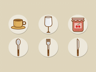 kitchen items cup fork icon icons jam kitchen knife spoon vector