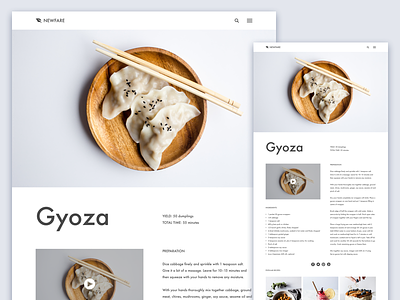 Gyoza Recipe Page challenge concept design gyoza recipe ui web