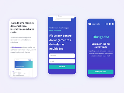 Meu Roteiro - landing page