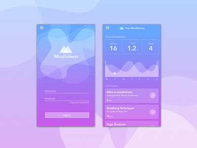 Mindfulness App app gradient login mindfulness mobile ui ux