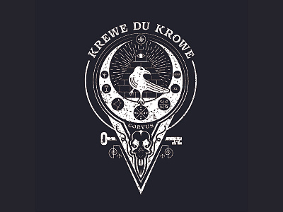 Krewe Du Krowe NOLA Logo blackbird branding corvus crow design flat fleur de lis illustration key logo moon pyramid symbolism vector