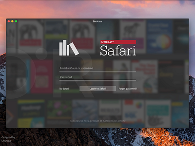 The login window for Bookcase on macOS