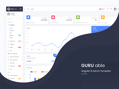 GURU Able Angular 8 Admin Template admin admin dashboard admin design admin panel admin template analysis analytics dashboard angular angular admin template angular dashboard angularjs branding crm dashboard ecommerce design project dashboard sales dashboard sass ui ux design ui ux